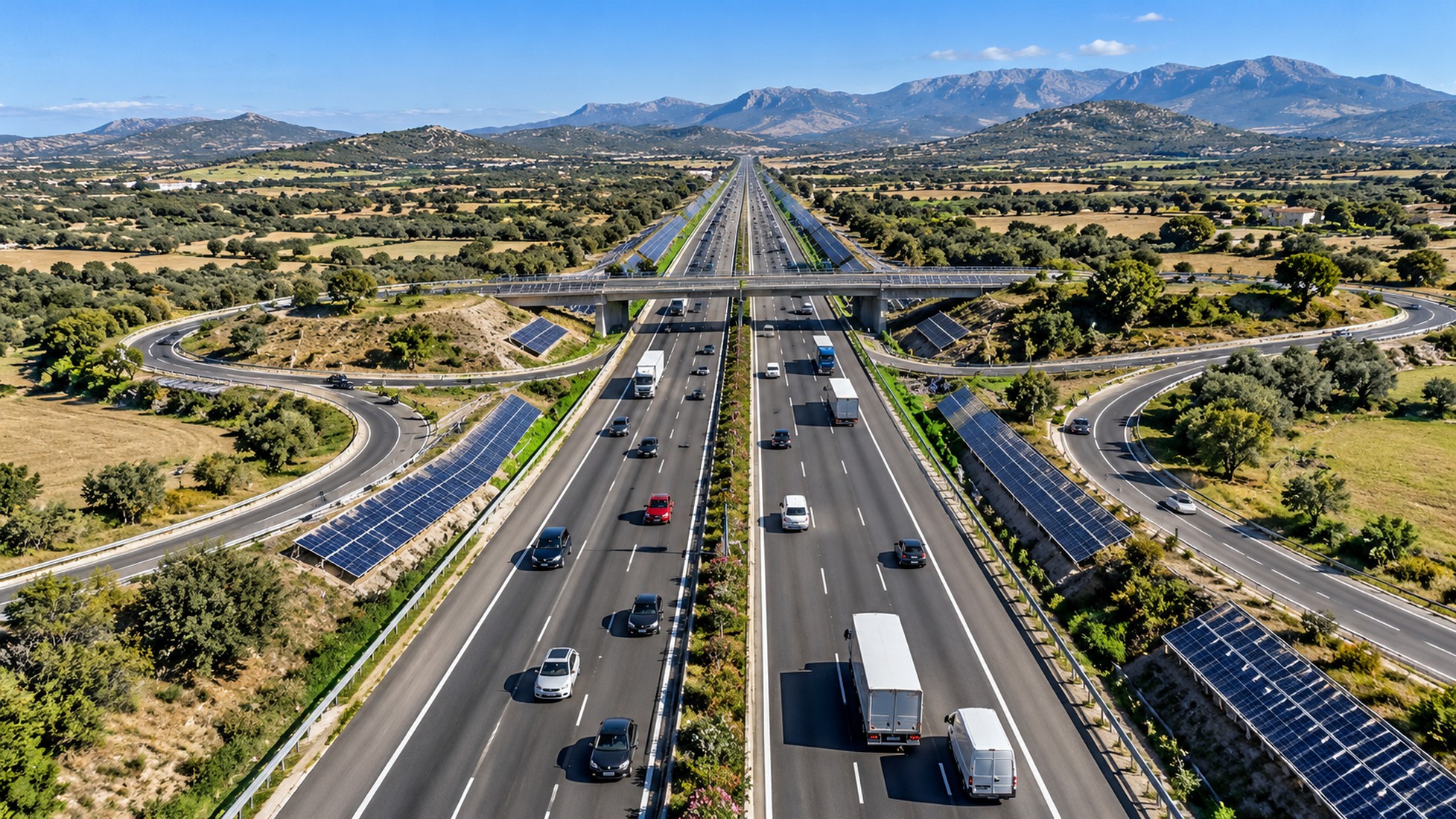 Fotovoltaico lungo la 131: 500 MW tra svincoli e coperture, la proposta per trasformare la Carlo Felice in una dorsale energetica
