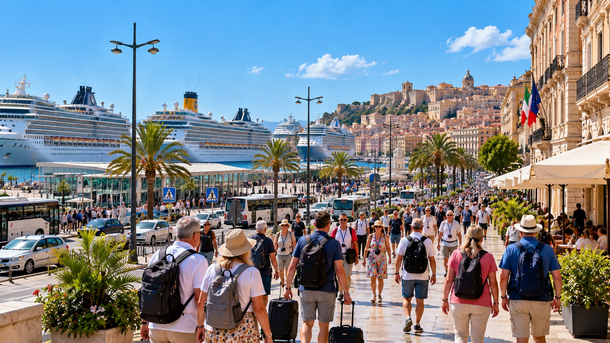 Cagliari, quattro navi e oltre 11 mila crocieristi in un solo giorno: il turismo continua anche fuori dall’estate